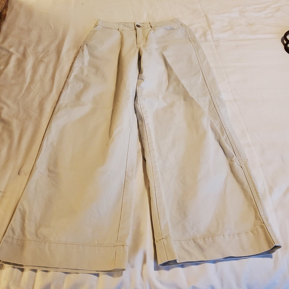 Old Navy Womens Extra High Rise Wide Leg Canvas Pants Cream Off-White Size 6